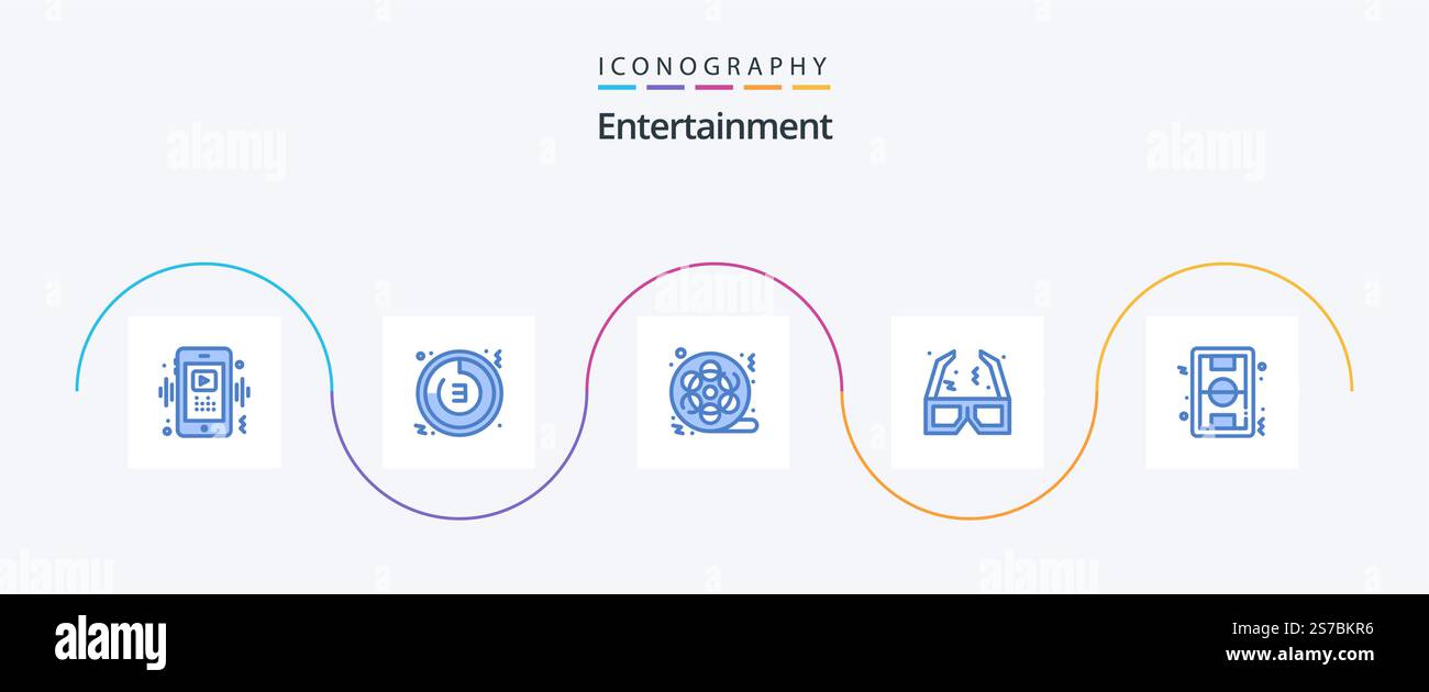 Entertainment Blue 5 Icon Pack Including movie. glasses. clock ...