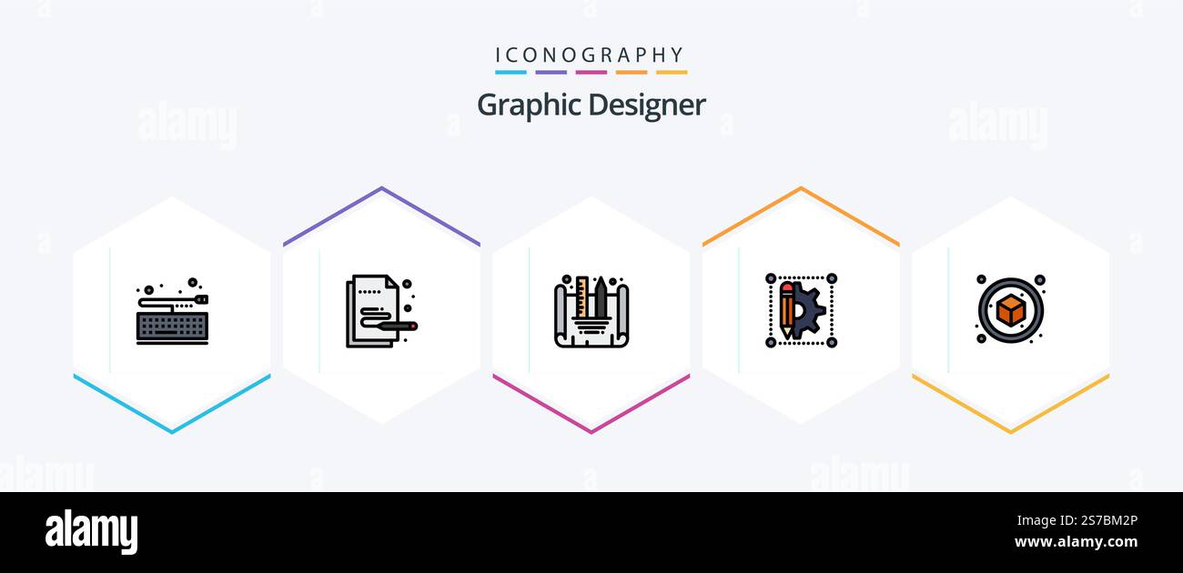 Graphic Designer 25 FilledLine icon pack including cube. 3d. blueprint ...