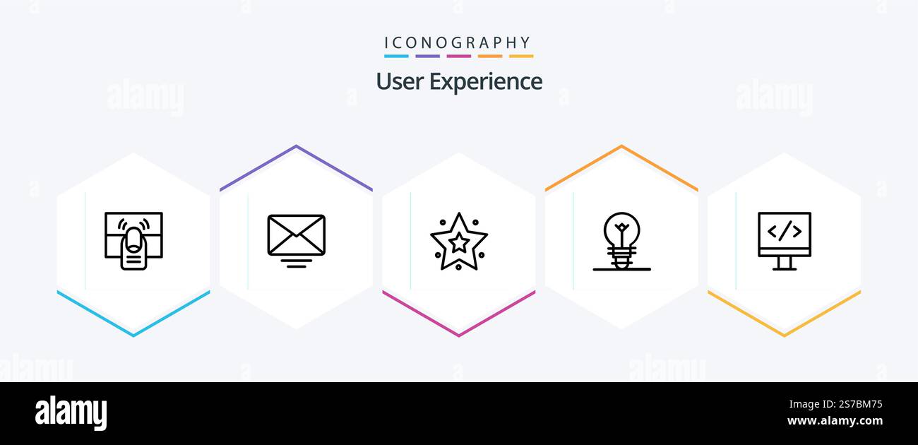 User Experience 25 Line icon pack including light. bulb . mail . interface Stock Vector