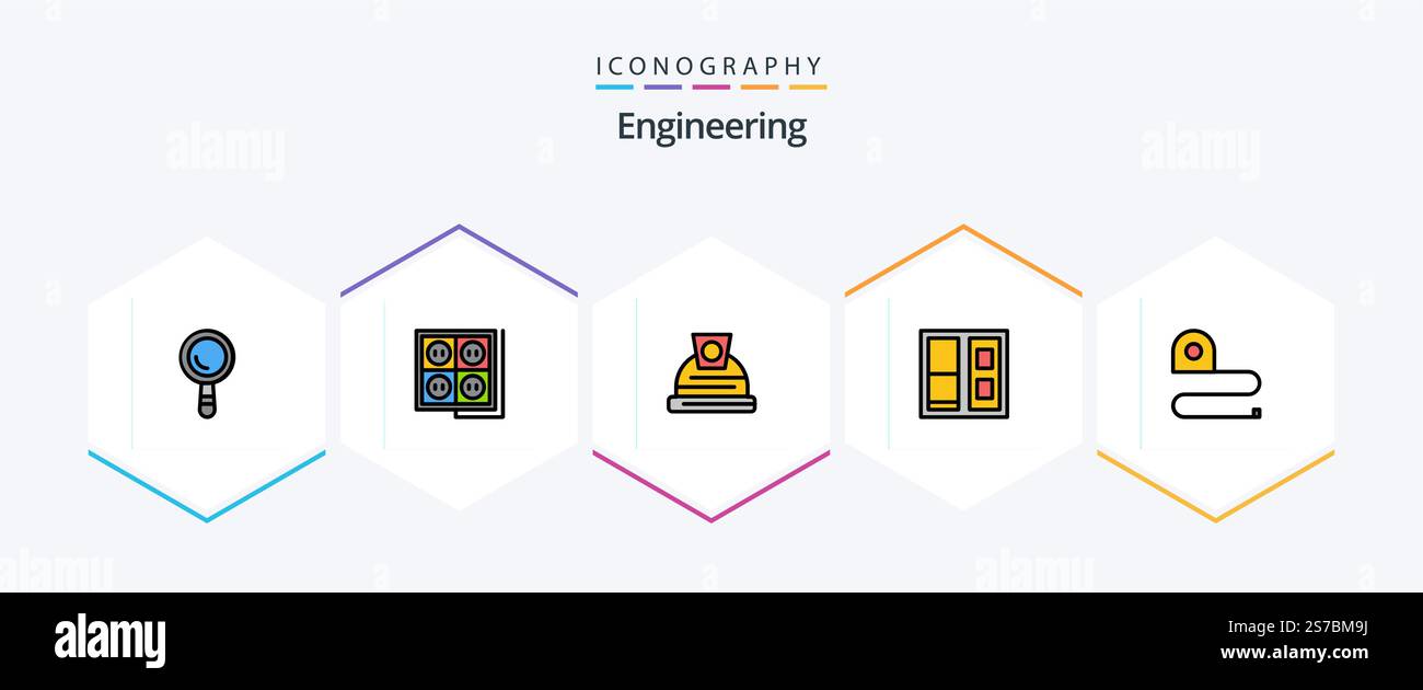 Engineering 25 FilledLine icon pack including tape. measuring ...