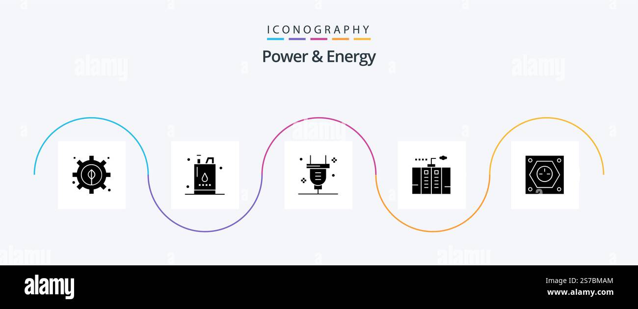 Power And Energy Glyph 5 Icon Pack Including electric. generator. plug ...