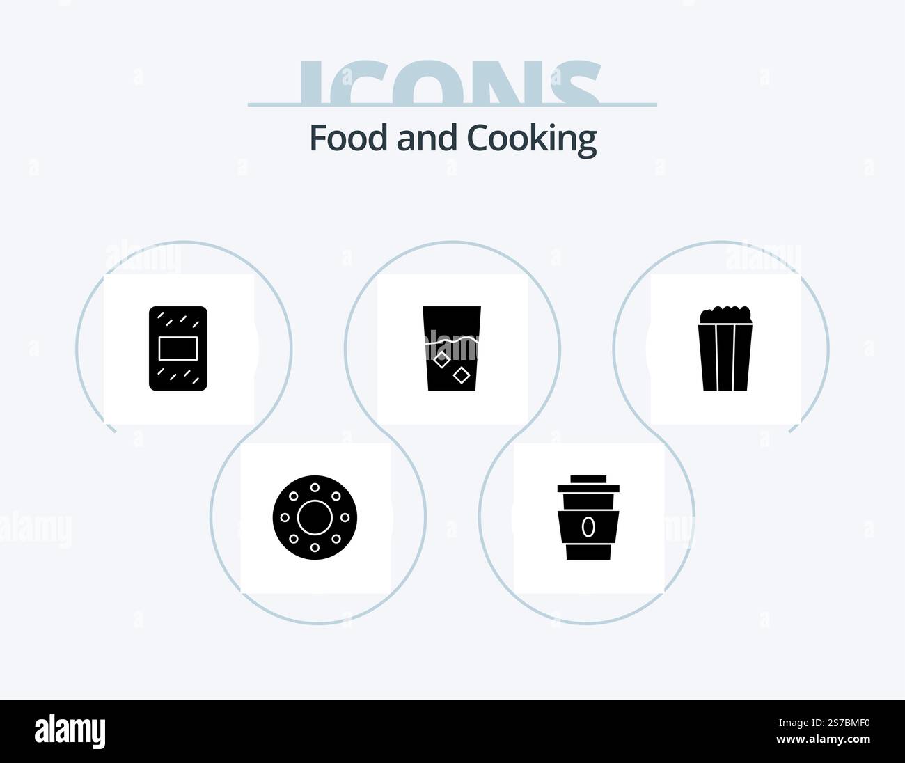 Food Glyph Icon Pack 5 Icon Design. corn. set. grain. kitchen. done Stock Vector