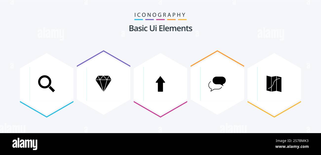 Basic Ui Elements 25 Glyph icon pack including location. mail. arrow. sms. chating Stock Vector