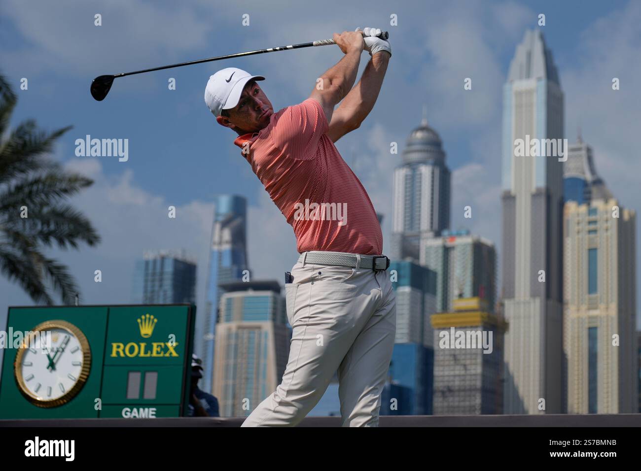 Rory McIlroy of Northern Ireland hits off the first tee during the