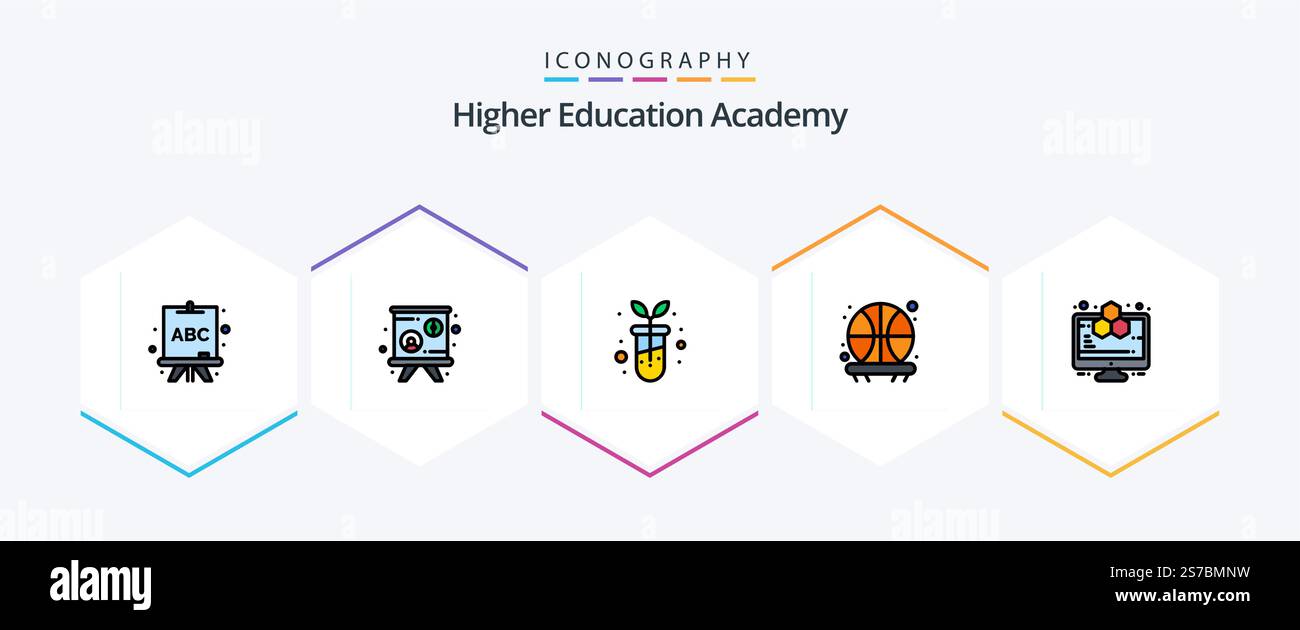 Academy 25 FilledLine icon pack including . study. botany. computer science. analytics Stock Vector