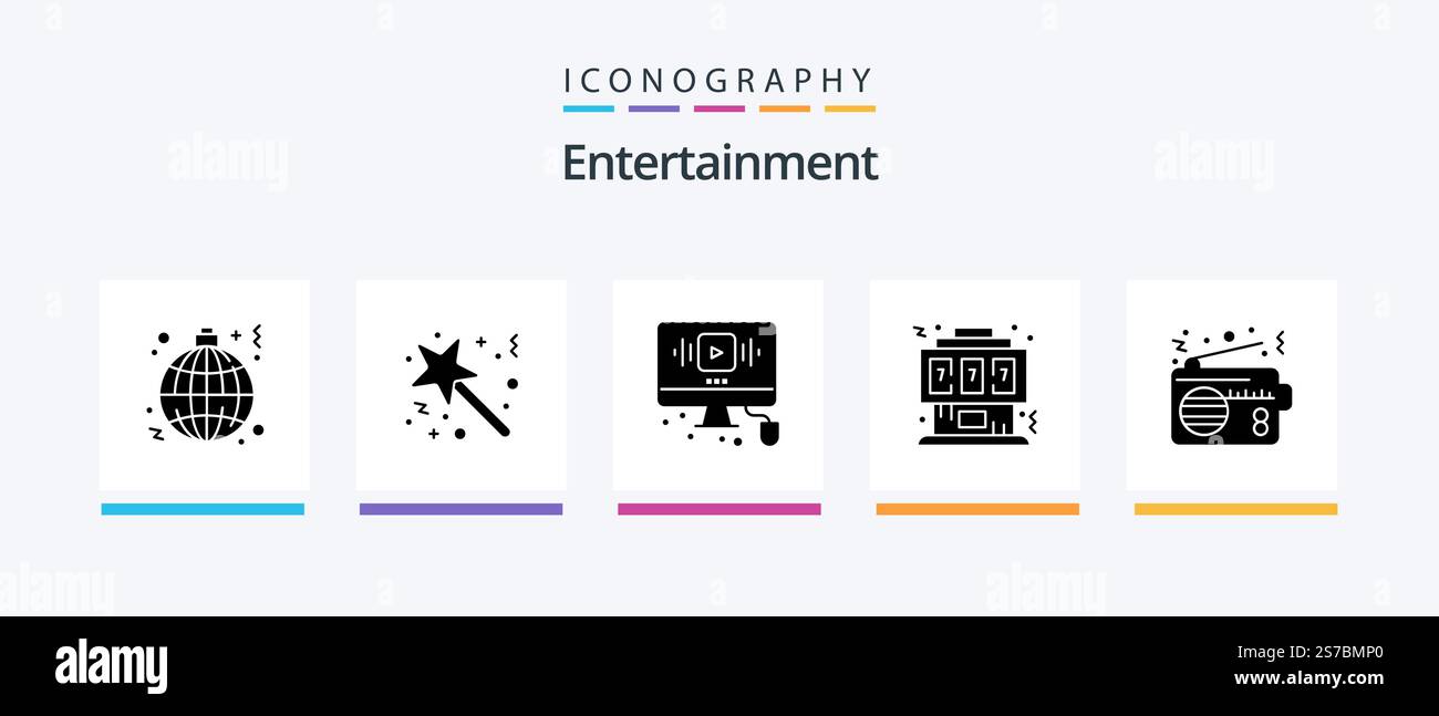 Entertainment Glyph 5 Icon Pack Including controller. game. surprise ...