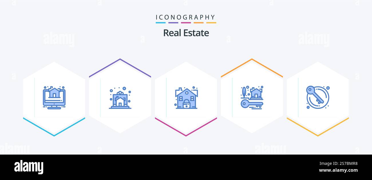 Real Estate 25 Blue icon pack including door. property. house. keys ...