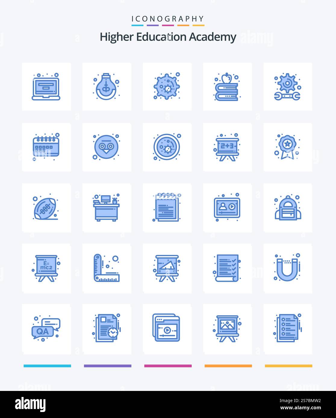Creative Academy 25 Blue icon pack  Such As engineering. academy. study. education. apple Stock Vector