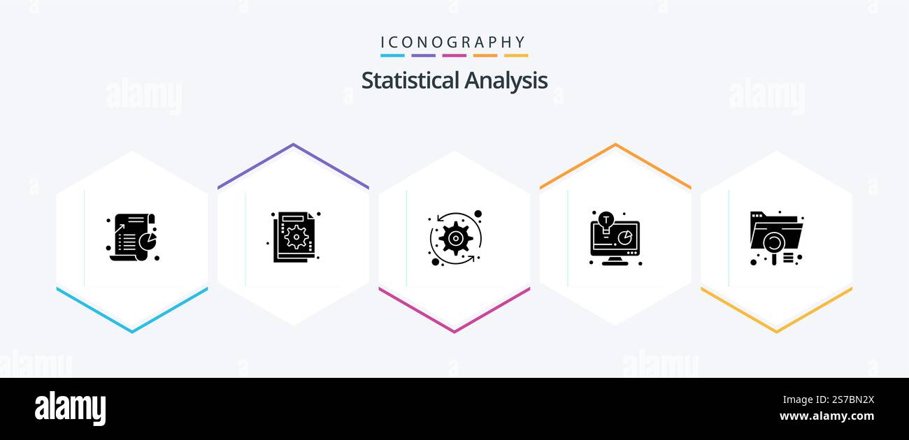 Statistical Analysis 25 Glyph icon pack including business solution. business idea. failure. business development. system Stock Vector