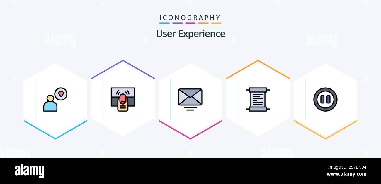User Experience 25 FilledLine icon pack including . media. letter. controls. receipt Stock Vector