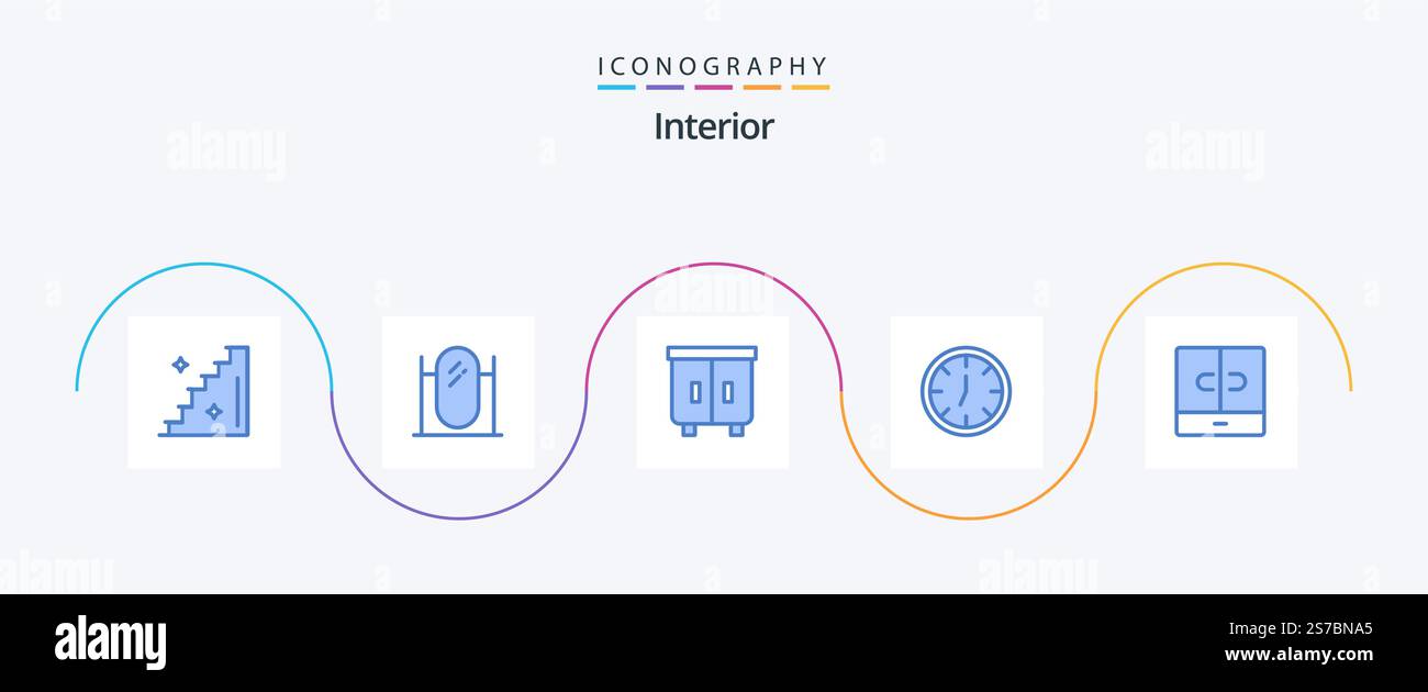 Interior Blue 5 Icon Pack Including interior. decor. drawer. closet ...