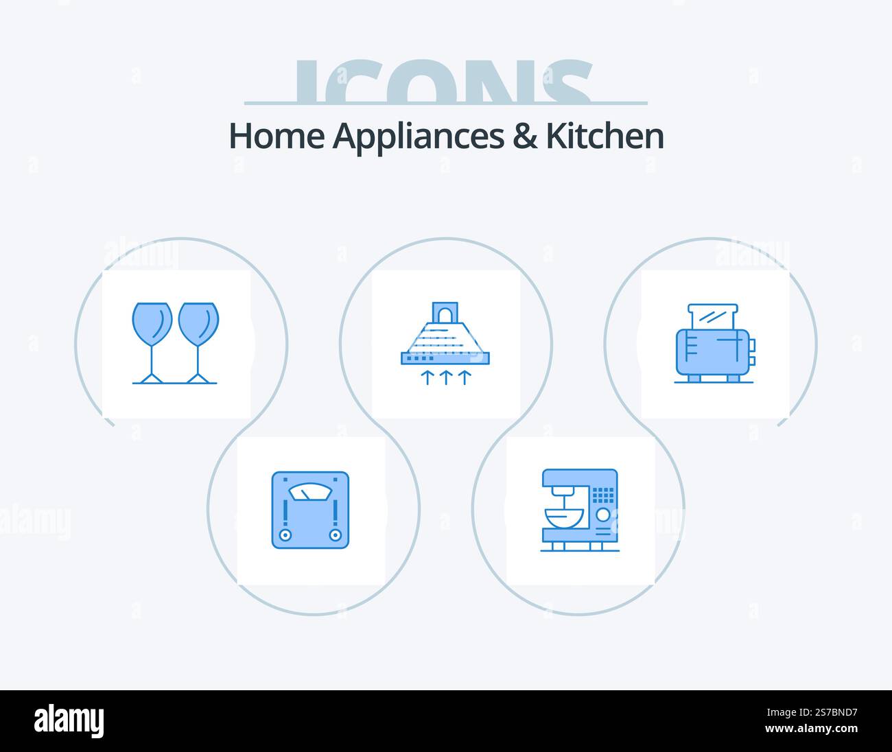 Home Appliances And Kitchen Blue Icon Pack 5 Icon Design. electric ...