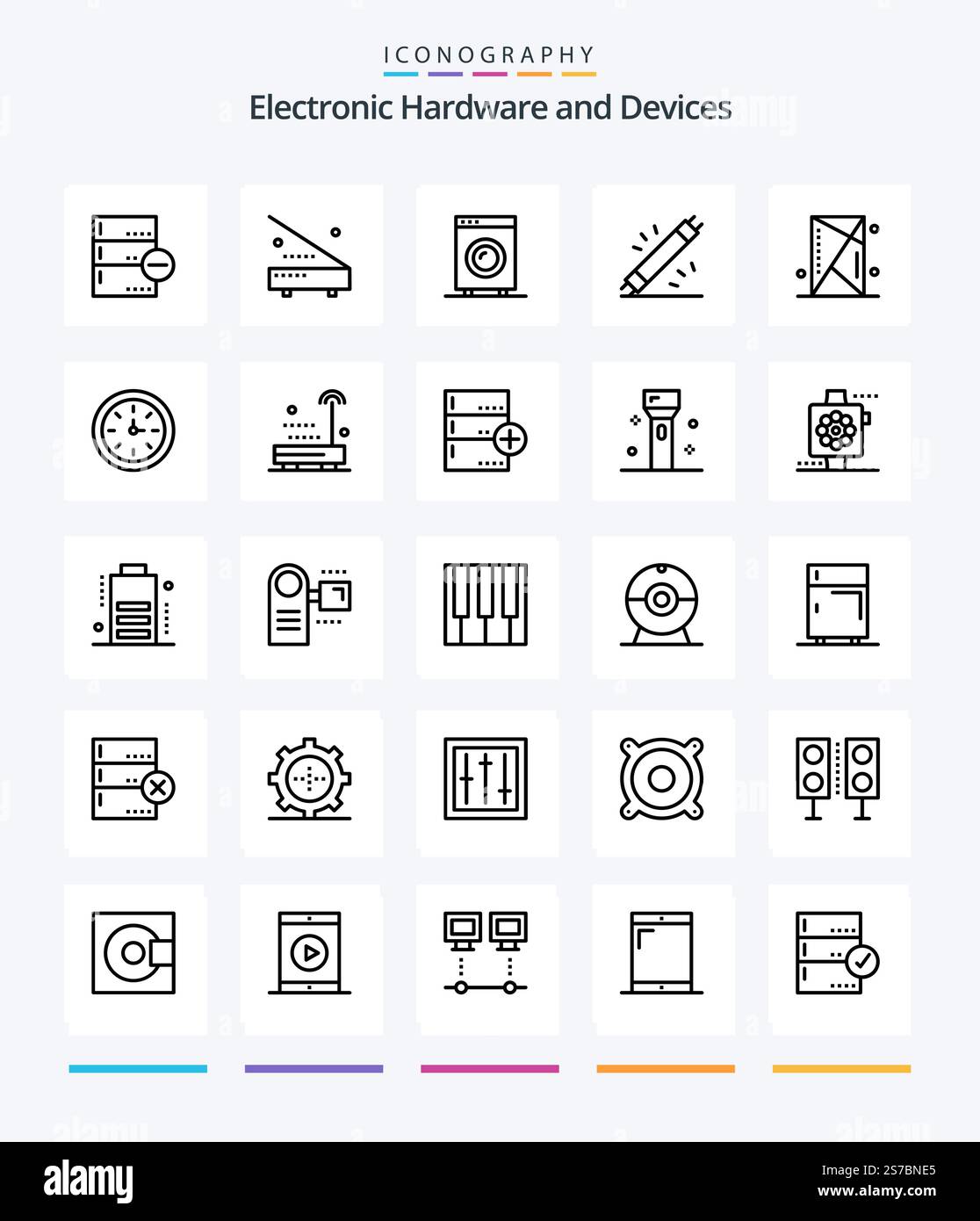 Creative Devices 25 OutLine icon pack  Such As speedometer. device. equipment. shield. games Stock Vector