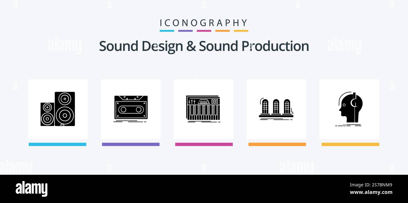 Sound Design And Sound Production Glyph 5 Icon Pack Including lamp ...