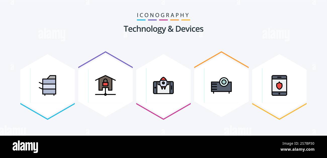 Devices 25 FilledLine icon pack including projector. electronics ...