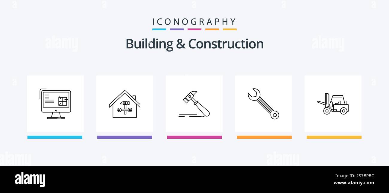 Building And Construction Line 5 Icon Pack Including scale ...