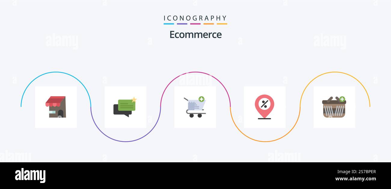 Ecommerce Flat 5 Icon Pack Including basket. percentage. cart. percent ...