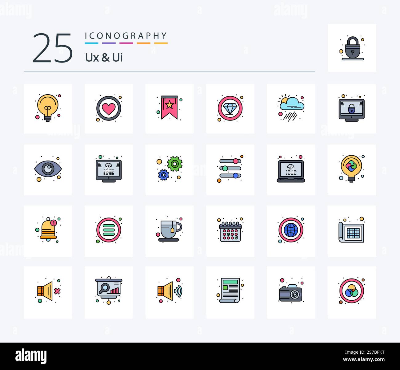 Ux And Ui 25 Line Filled icon pack including tool. app. bookmark ...