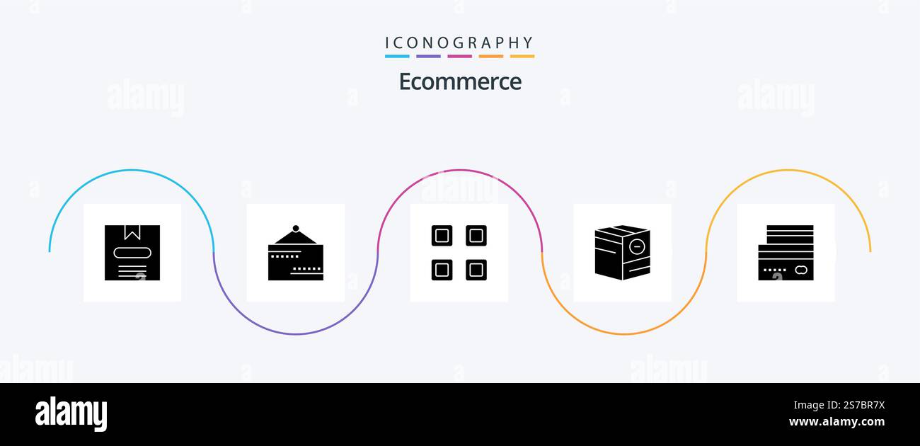 Ecommerce Glyph 5 Icon Pack Including card. minus. grid. e. box Stock ...