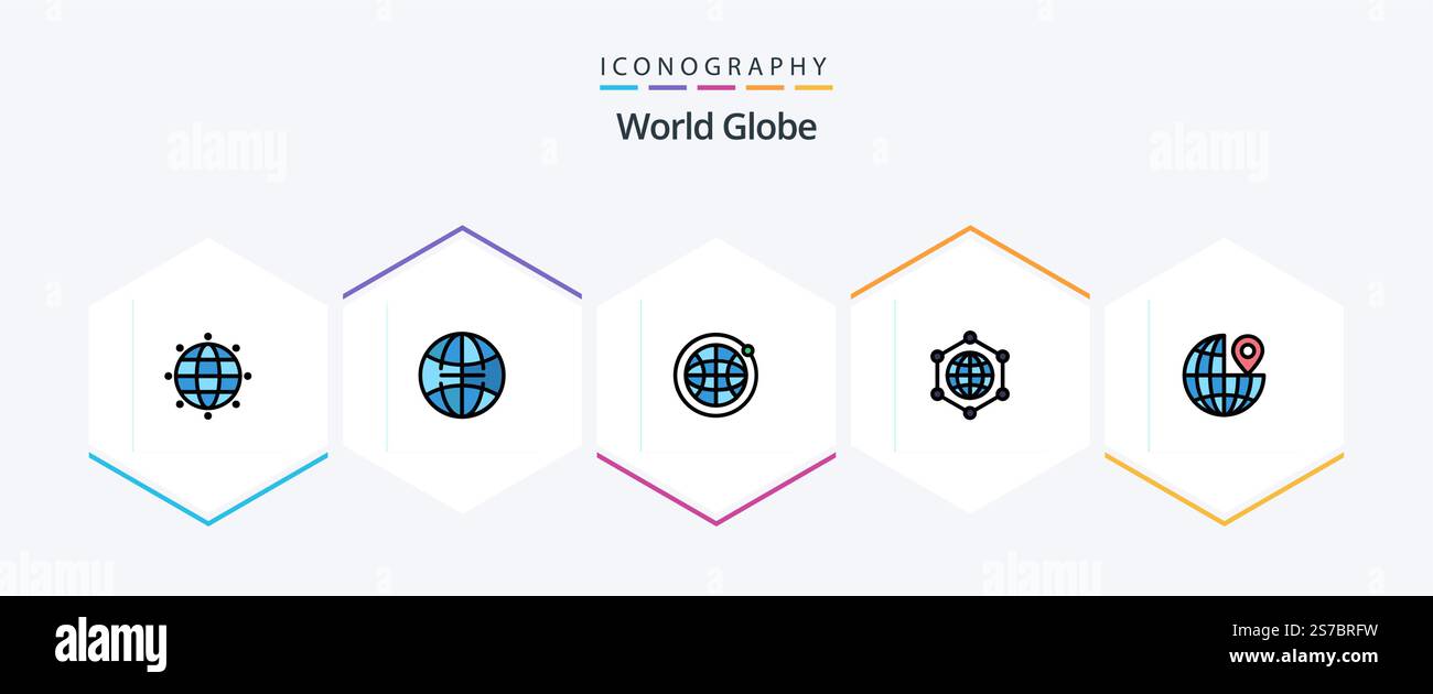 Globe 25 FilledLine icon pack including . internet. Stock Vector