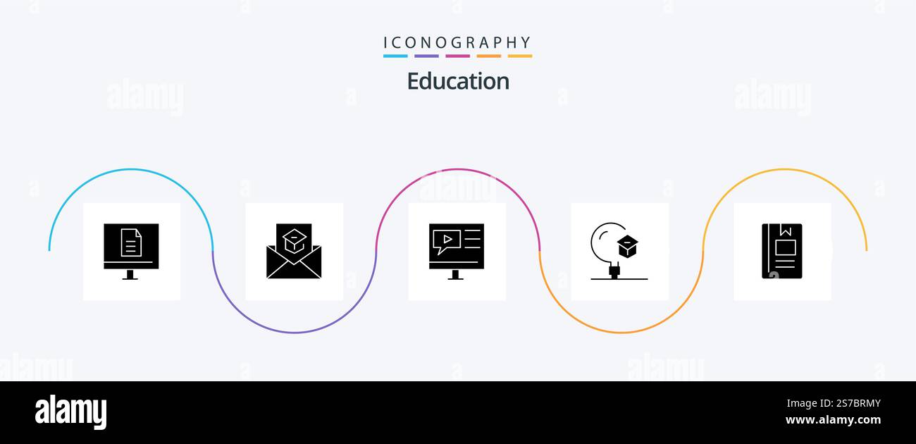 Education Glyph 5 Icon Pack Including learning. education. invite ...