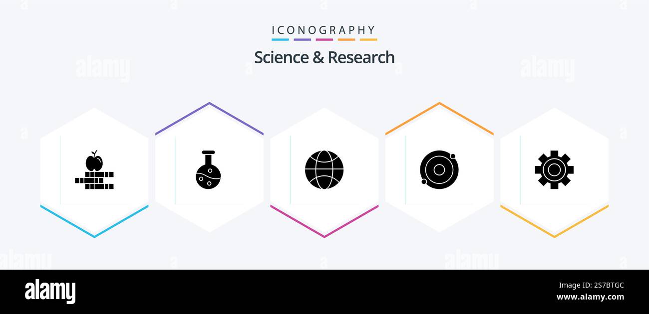 Science 25 Glyph icon pack including . science. science. setting. cog Stock Vector