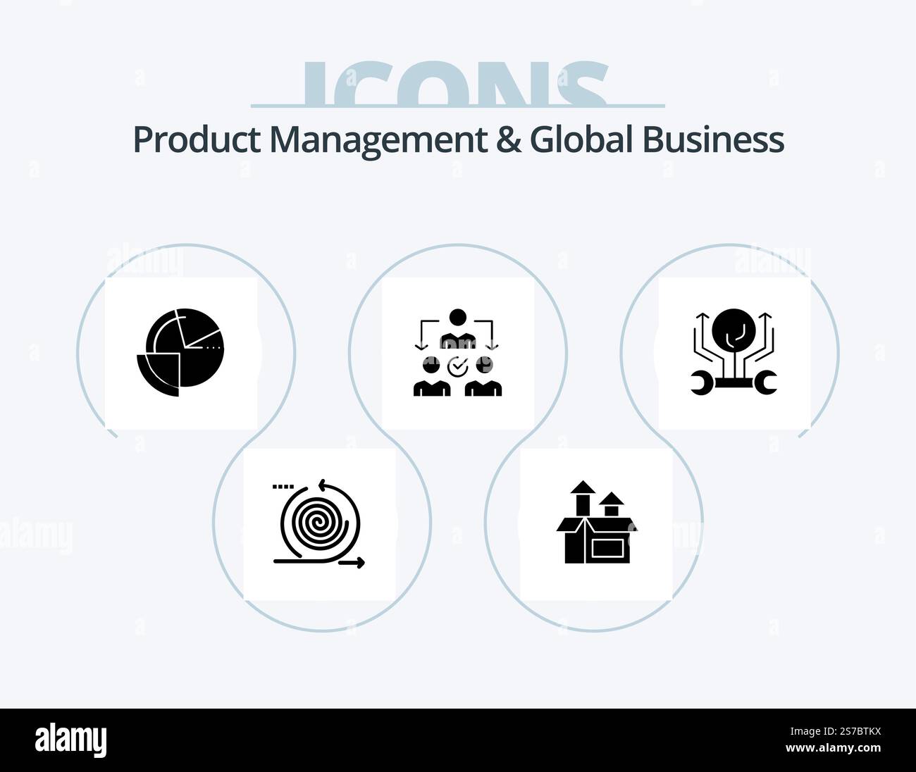 Product Managment And Global Business Glyph Icon Pack 5 Icon Design ...