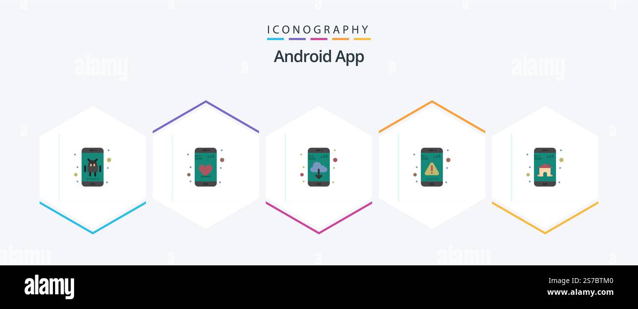 Android App 25 Flat icon pack including smart. app. app download. message. interaction Stock Vector
