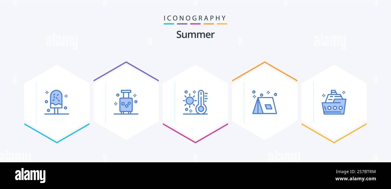 Summer 25 Blue icon pack including summer. camp. summer. weather ...