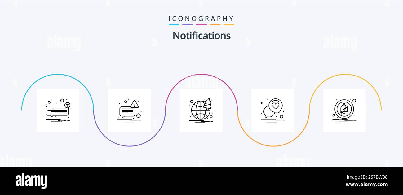 Notifications Line 5 Icon Pack Including off. alarm. browser. romance ...