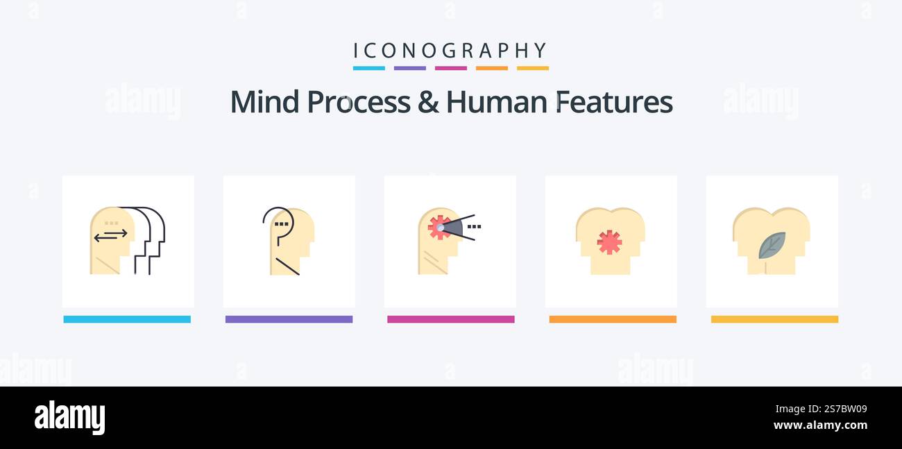 Mind Process And Human Features Flat 5 Icon Pack Including eco mind ...