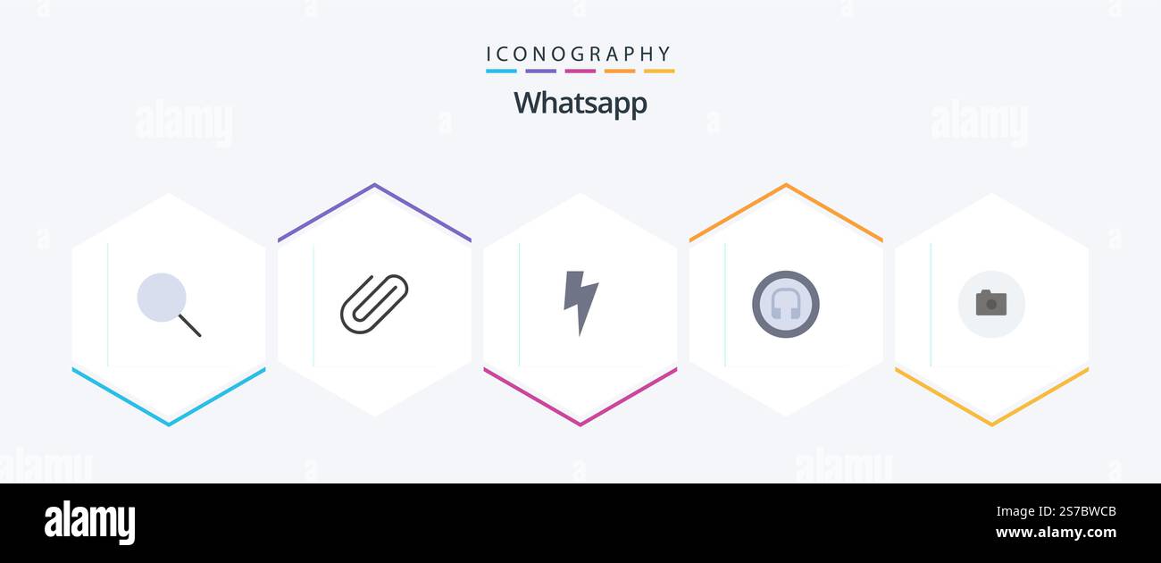 Whatsapp 25 Flat icon pack including basic. camera. power. ui. headphone Stock Vector