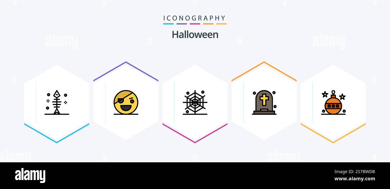 Halloween 25 FilledLine icon pack including easter. tombstone. scary ...