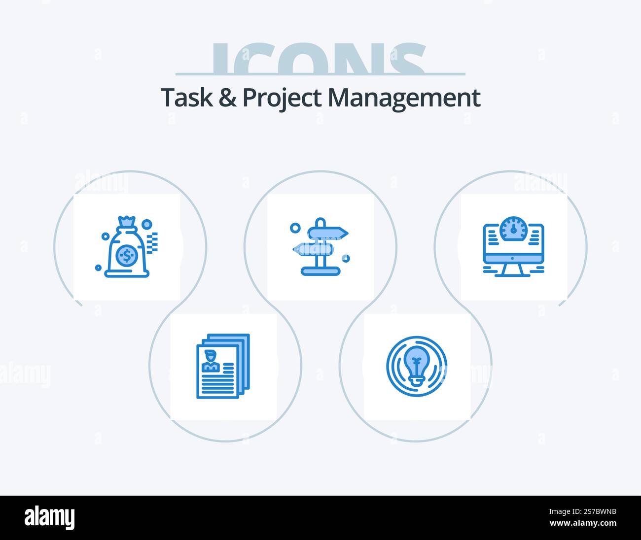 Task And Project Management Blue Icon Pack 5 Icon Design. computer ...