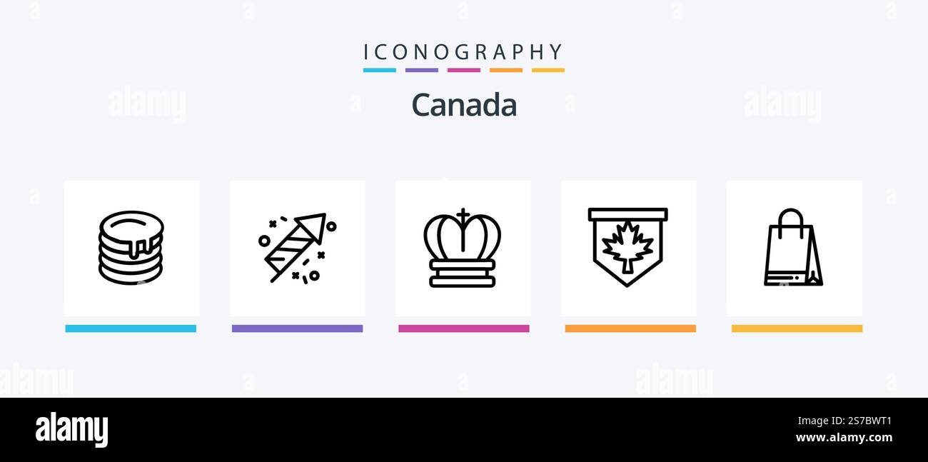 Canada Line 5 Icon Pack Including . leaf. canada. cap. canada. Creative Icons Design Stock Vector
