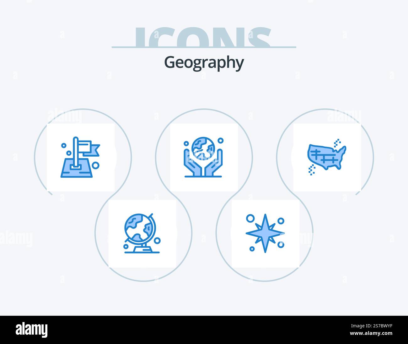 Geo Graphy Blue Icon Pack 5 Icon Design. human hand. environment. beach ...