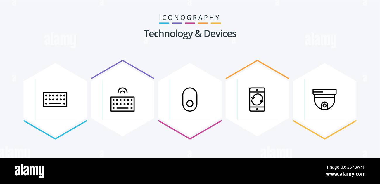 Devices 25 Line icon pack including security. cam. mouse. mobile ...