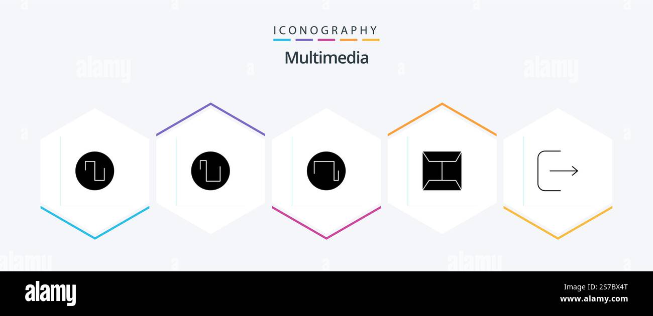 Multimedia 25 Glyph icon pack including . ui. Stock Vector