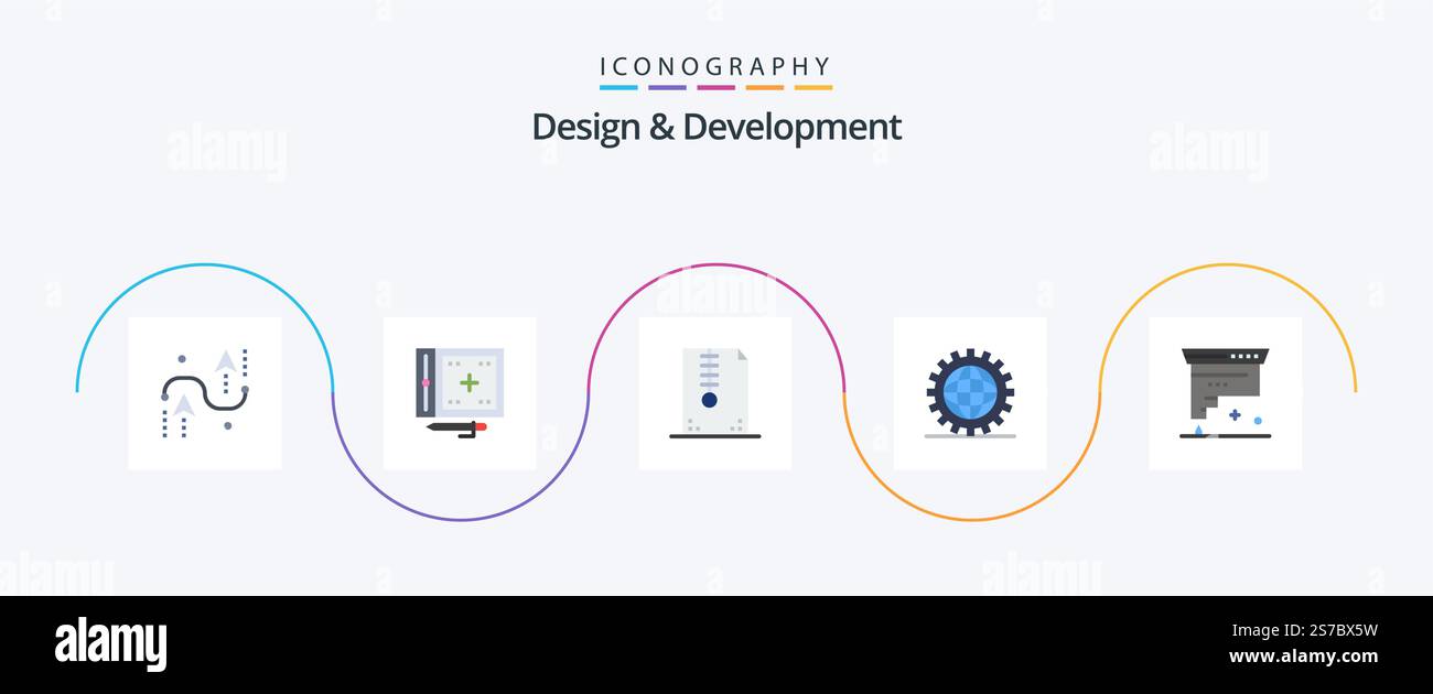 Design and Development Flat 5 Icon Pack Including development. coding ...
