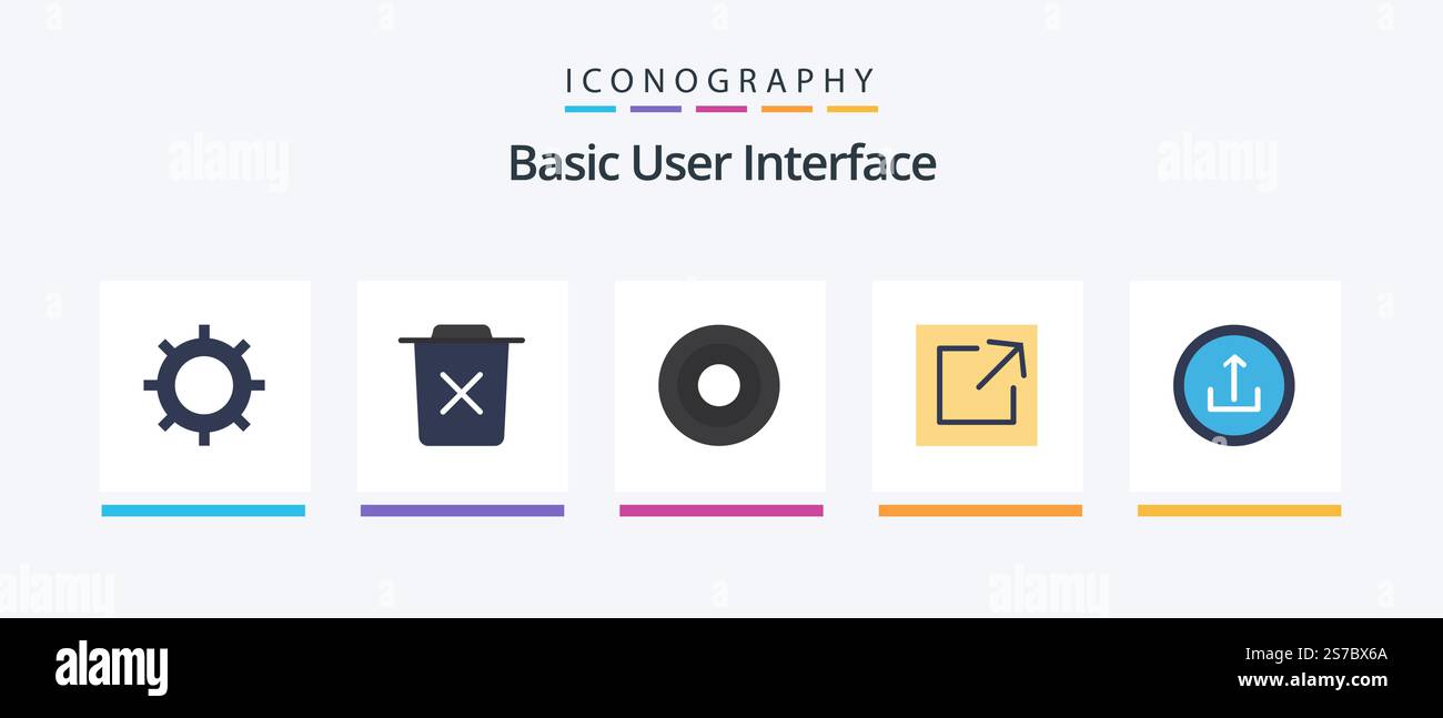 Basic Flat 5 Icon Pack Including basic. share. trash. link. user. Creative Icons Design Stock Vector