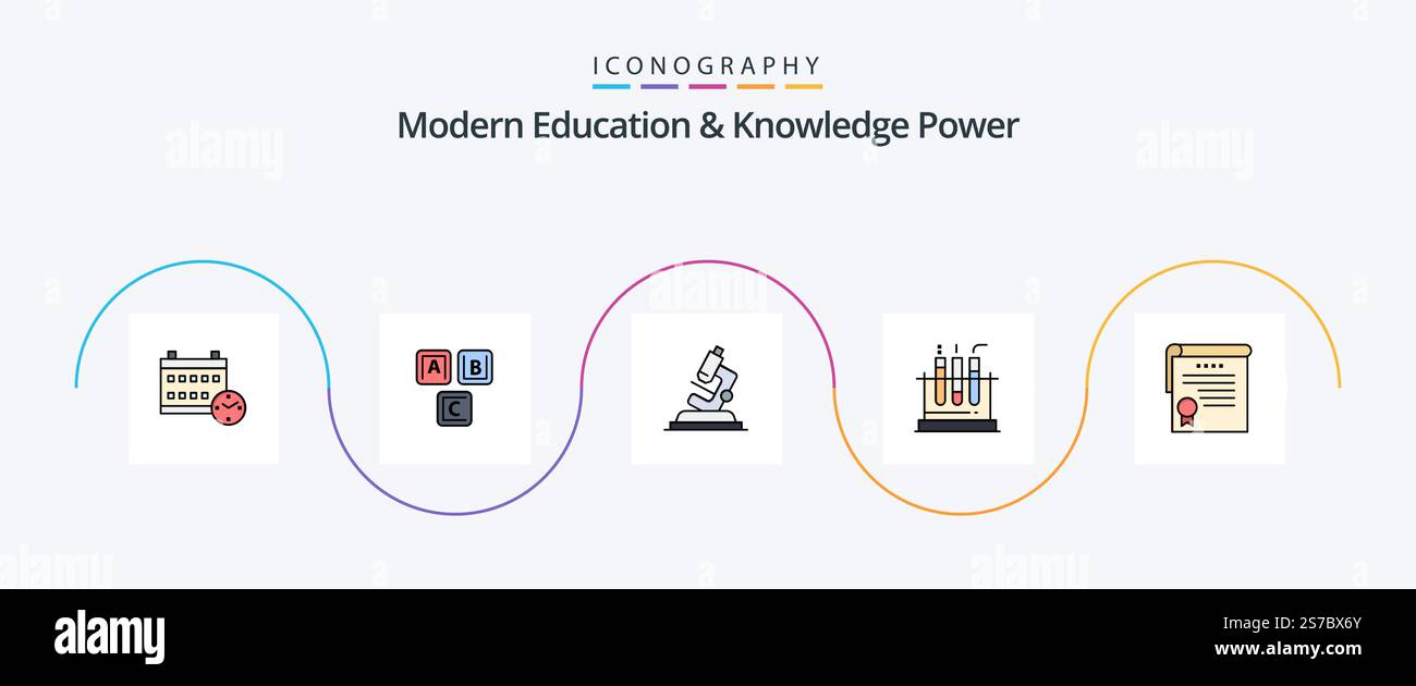 Modern Education And Knowledge Power Line Filled Flat 5 Icon Pack ...