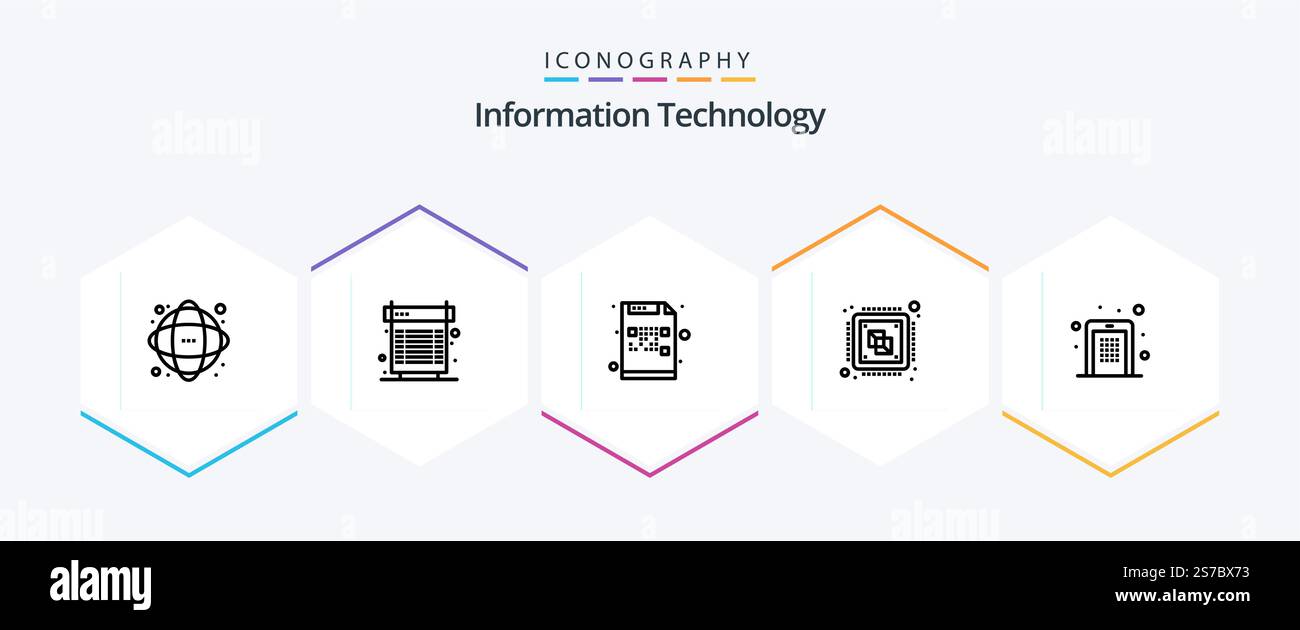 Information Technology 25 Line icon pack including computer. central ...