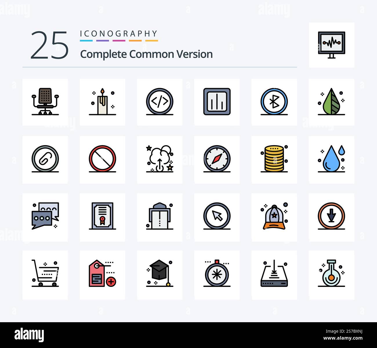 Complete Common Version 25 Line Filled icon pack including statistics ...