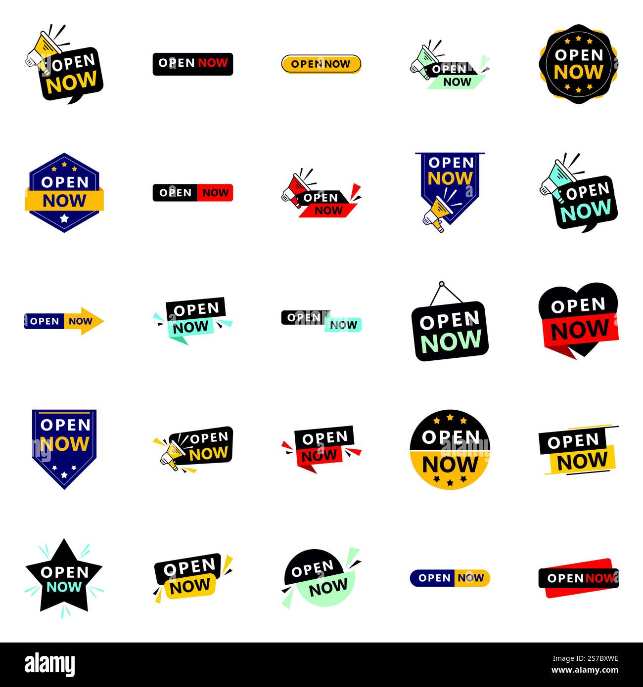 Open Now Vector Pack 25 Different Designs Stock Vector Image & Art - Alamy