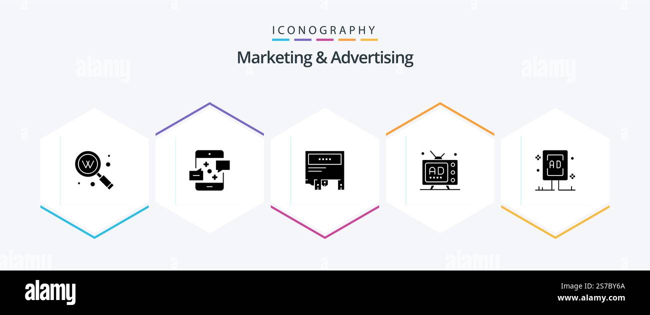 Marketing And Advertising 25 Glyph icon pack including media. ad ...