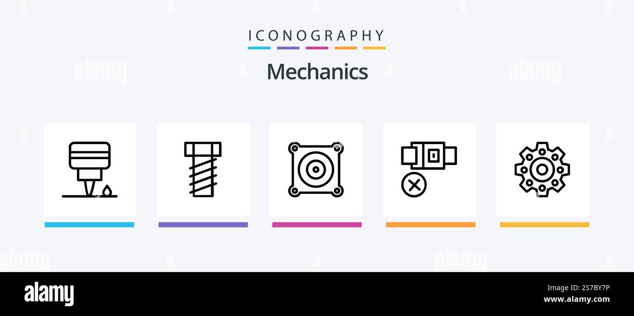 Mechanics Line 5 Icon Pack Including . tires. fan. Creative Icons ...