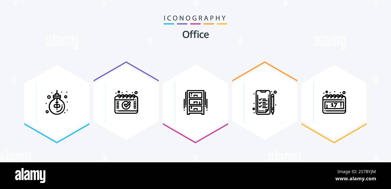 Office 25 Line icon pack including day. work. draw. business. wardrobe ...
