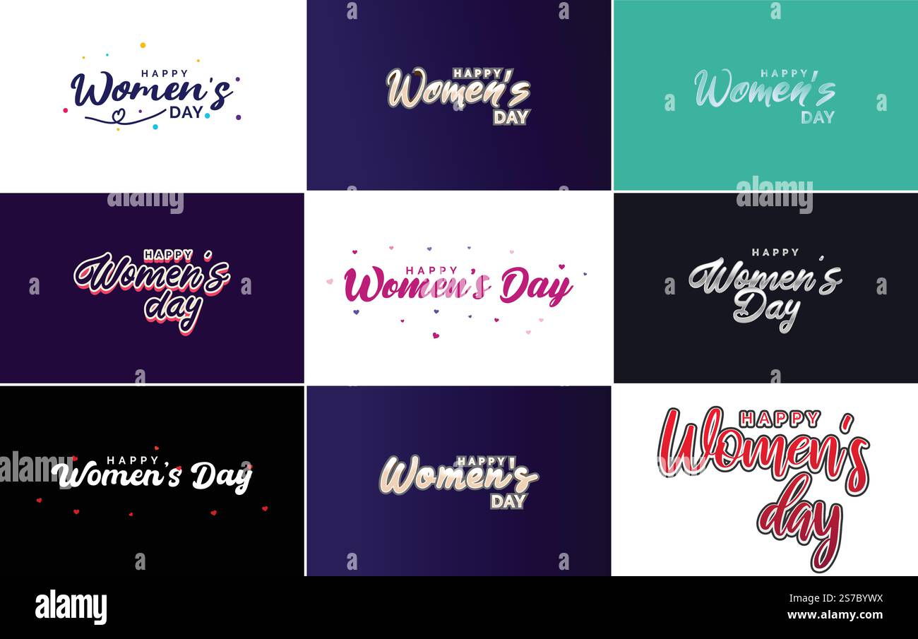 Women Sign For Lettering Happy Woman’s Day handwritten lettering set for use in greeting or ...