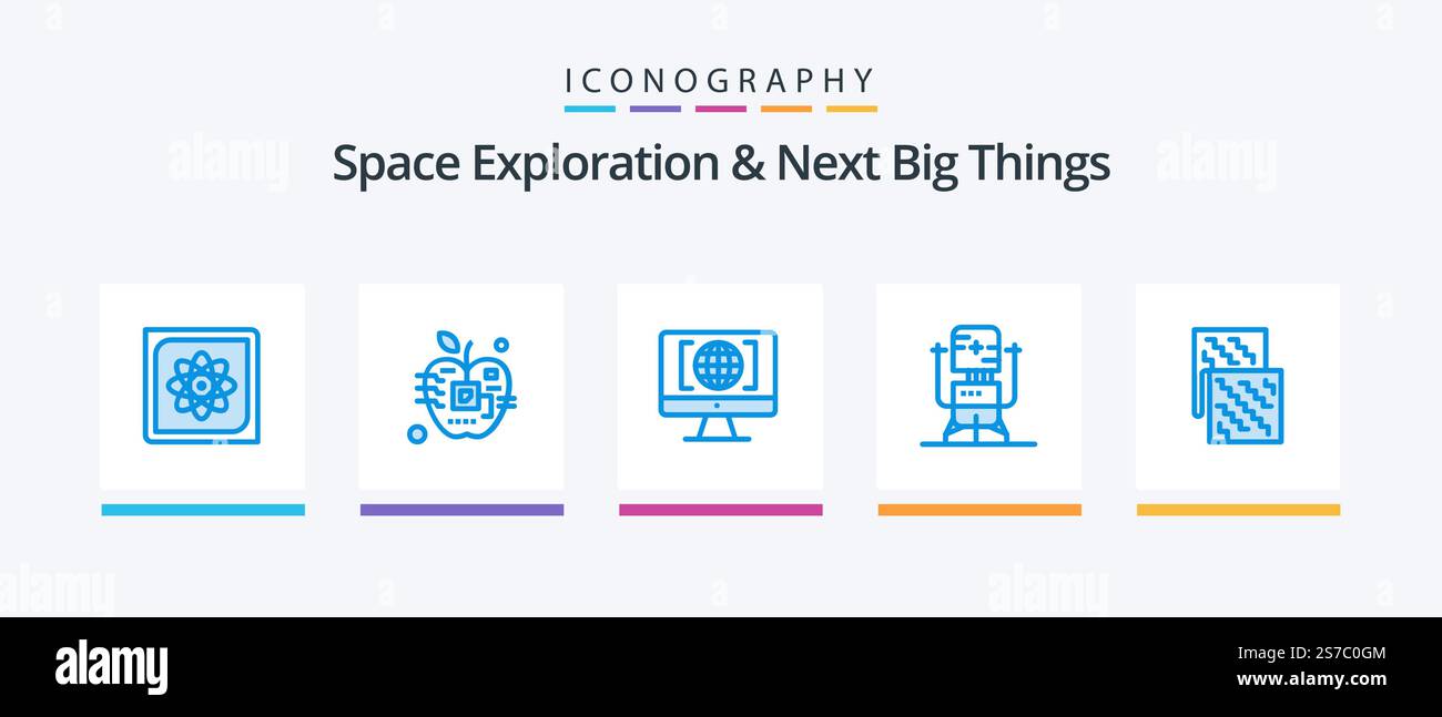 Space Exploration And Next Big Things Blue 5 Icon Pack Including ...