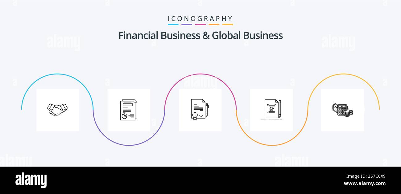 Financial Business And Global Business Line 5 Icon Pack Including ...